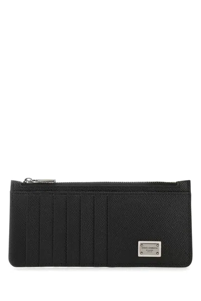 DOLCE & GABBANA BLACK LEATHER CARD HOLDER