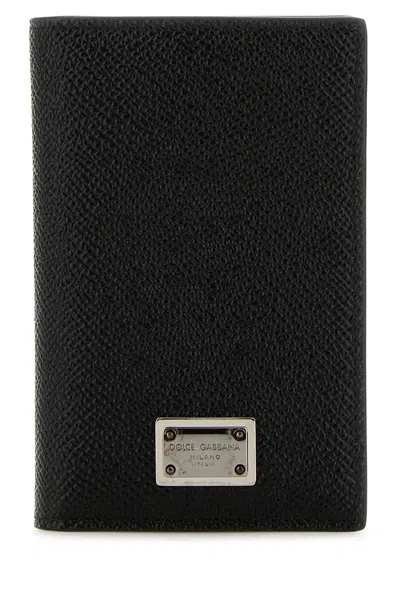 DOLCE & GABBANA BLACK LEATHER CARD HOLDER