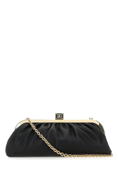 DOLCE & GABBANA BLACK LEATHER MARIA CLUTCH