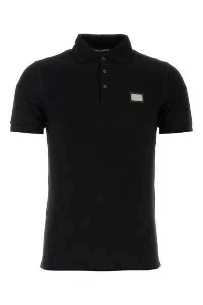 DOLCE & GABBANA BLACK PIQUET POLO SHIRT