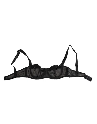 DOLCE & GABBANA BLACK SHEER MESH UNDERWIRE BRA  UNDERWEAR