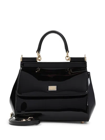 DOLCE & GABBANA BLACK SICILY MEDIUM HANDBAG