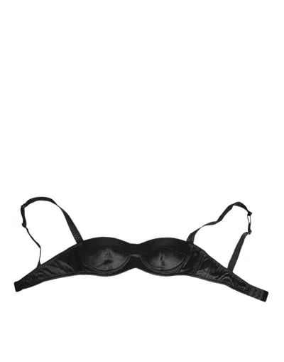 DOLCE & GABBANA BLACK SILK SATIN WIRELESS LINGERIE BRA UNDERWEAR