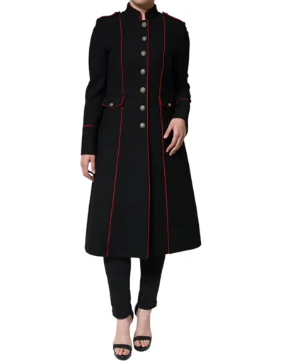 DOLCE & GABBANA BLACK SINGLE BREASTED TRENCH COAT JACKET