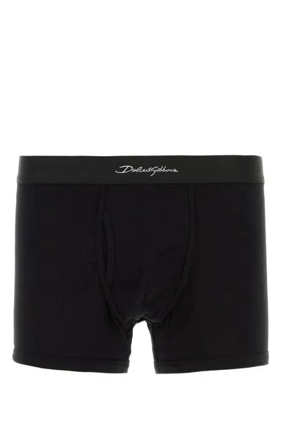 DOLCE & GABBANA BLACK STRETCH COTTON BOXER