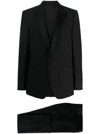 DOLCE & GABBANA MEN BLACK THREE-PIECE DINNER SUIT, 40 LUXURY SUITS FOR MEN DARVEYS