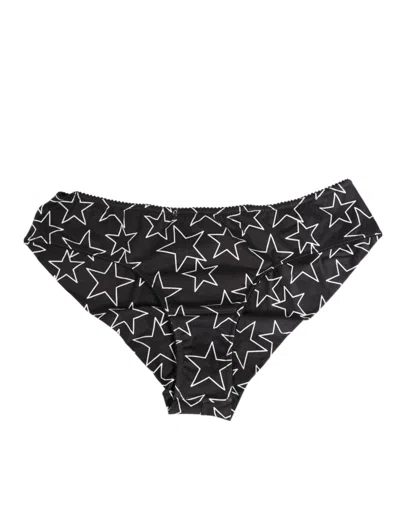 DOLCE & GABBANA BLACK WHITE STAR PRINT COTTON SLIP PANTY UNDERWEAR