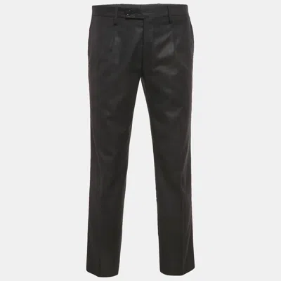 DOLCE & GABBANA BLACK WOOL BLEND FORMAL TROUSERS M