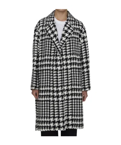 DOLCE & GABBANA DOLCE  GABBANA PRINCE OF WALES PRESS-STUD FASTENED COAT