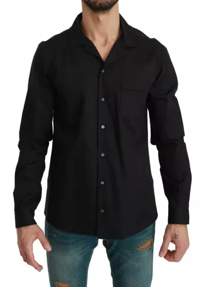 DOLCE & GABBANA BLUE COTTON STRIPED PAJAMA LOUNGE SHIRT