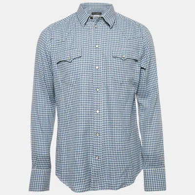 DOLCE & GABBANA BLUE JACQUARD SICILIA SHIRT XL