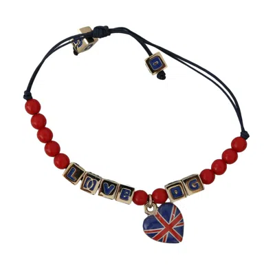 DOLCE & GABBANA DOLCE & GABBANA BRACELET RED BLUE BEADED DG LOVES LONDON FLAG BRANDED RRP $600