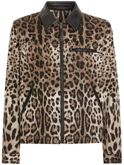 DOLCE & GABBANA BROWN LEOPARD-PRINT JACKET