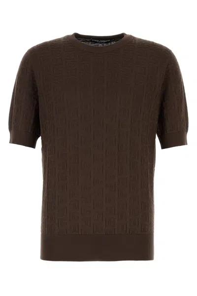 DOLCE & GABBANA BROWN SILK T-SHIRT