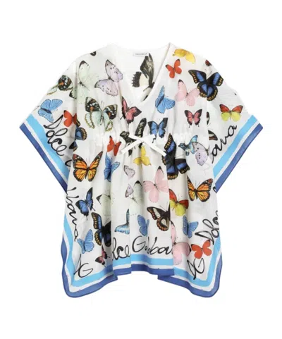 DOLCE & GABBANA BUTTERFLY-PRINT KAFTAN DRESS