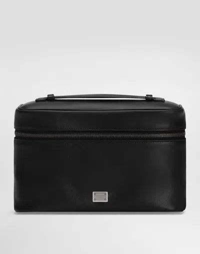DOLCE & GABBANA CALFSKIN NAPPA LEATHER TOILETRY BAG