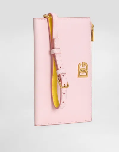 DOLCE & GABBANA CALFSKIN PASSPORT HOLDER WITH DG LOGO