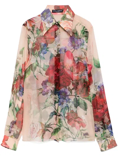DOLCE & GABBANA CAMELLIA-PRINT SHIRT