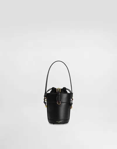 DOLCE & GABBANA CAPRI BUCKET BAG IN CANVAS AND LEATHER