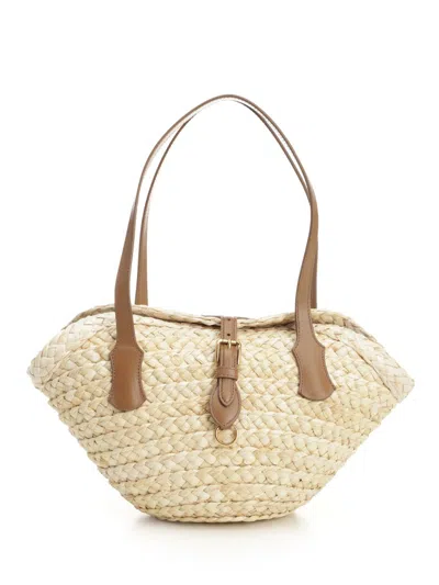 DOLCE & GABBANA CAPRI STRAW BAG SHOULDER BAGS BEIGE