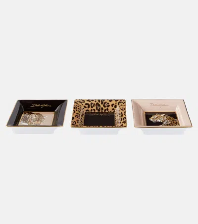DOLCE & GABBANA CASA LEOPARDO SET OF 3 DECORATIVE TRAYS