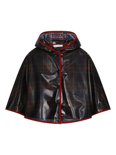 DOLCE & GABBANA CHECK-PRINT CAPE COAT