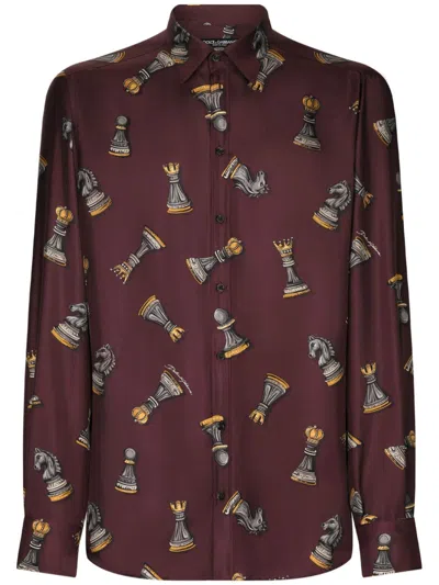 DOLCE & GABBANA CHESS MOTIF SILK SHIRT
