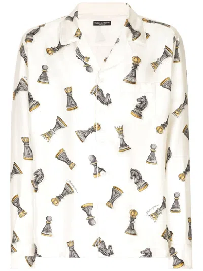 DOLCE & GABBANA CHESS MOTIF SILK SHIRT