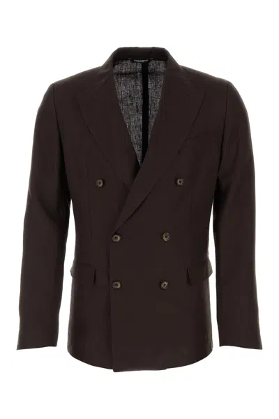 DOLCE & GABBANA CHOCOLATE LINEN BLAZER