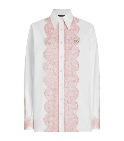 DOLCE & GABBANA COTTON-BLEND LACE-DETAIL SHIRT