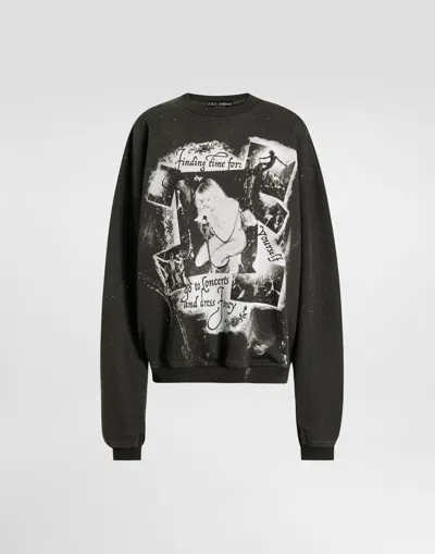 DOLCE & GABBANA COTTON CREW NECK SWEATSHIRT WITH PRINT
