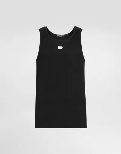 DOLCE & GABBANA COTTON TANK TOP WITH EMBROIDERY