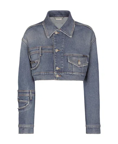 DOLCE & GABBANA DOLCE  GABBANA CROPPED BUTTONED DENIM JACKET
