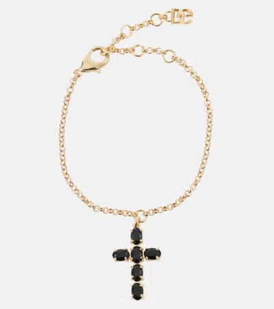 DOLCE & GABBANA CROSS CRYSTAL-EMBELLISHED BRACELET