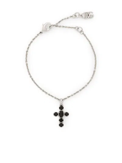 DOLCE & GABBANA CROSS-PENDANT FINE-LINK BRACELET