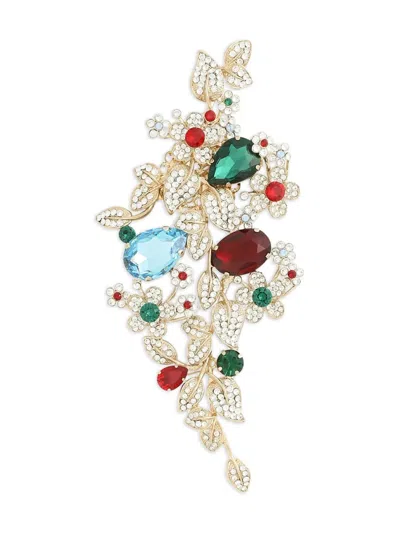 DOLCE & GABBANA CRYSTAL-EMBELLISHED FLORAL BROOCH