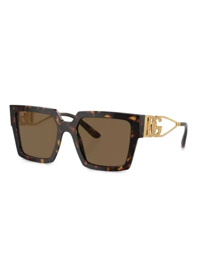 DOLCE & GABBANA CRYSTAL-EMBELLISHED SQUARE-FRAME SUNGLASSES
