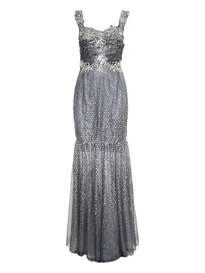 DOLCE & GABBANA CRYSTAL-EMBELLISHMENT FLORAL-DETAIL GOWN