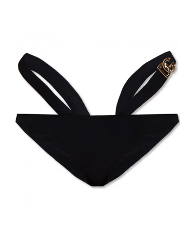 DOLCE & GABBANA CUT-OUT LOGO-PLAQUE SWIM BRIEFS