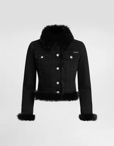 DOLCE & GABBANA DENIM JACKET LINED WITH FUR