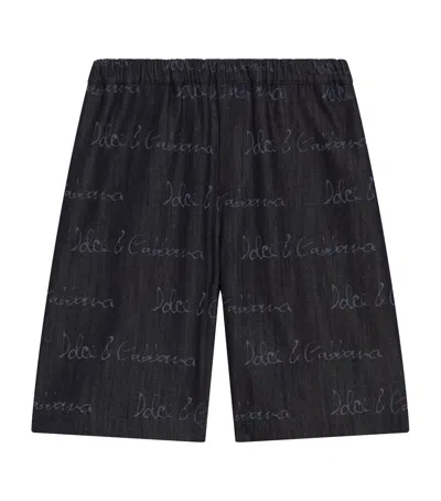 DOLCE & GABBANA DENIM LOGO BERMUDA SHORTS
