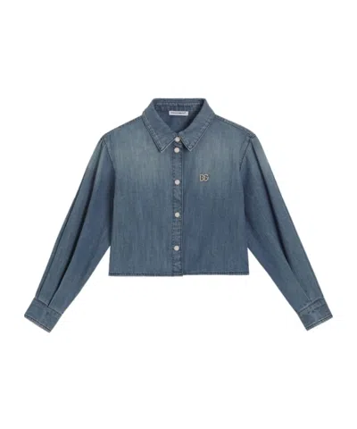 DOLCE & GABBANA DOLCE  GABBANA KIDS DG LOGO DENIM SHIRT
