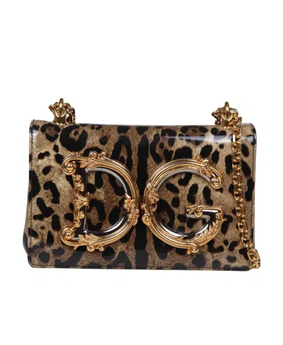 DOLCE & GABBANA DOLCE  GABBANA DG GIRLS LEOPARD PRINT SMALL SHOULDER BAG