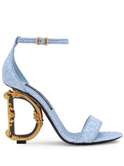 DOLCE & GABBANA DNA 105MM BAROQUE DG-HEEL BOUCLÉ SANDALS