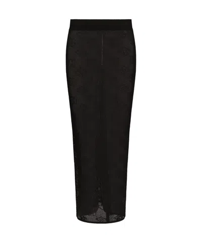 DOLCE & GABBANA DOLCE  GABBANA DG LOGO JACQUARD MESH-STITCH PENCIL SKIRT