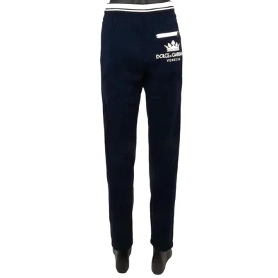 DOLCE & GABBANA DOLCE & GABBANA DG LOGO CROWN VENEZIA COTTON JOGGING PANTS DARK BLUE