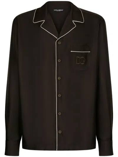 DOLCE & GABBANA DG LOGO-EMBROIDERED SILK SHIRT