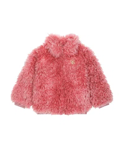 DOLCE & GABBANA DG-LOGO FAUX-FUR COAT