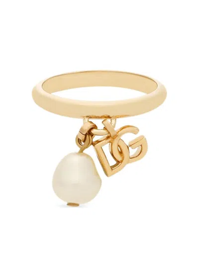 DOLCE & GABBANA DG-LOGO PEARL RING