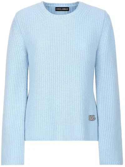 DOLCE & GABBANA DNA DG-LOGO PLAQUE CASHMERE JUMPER